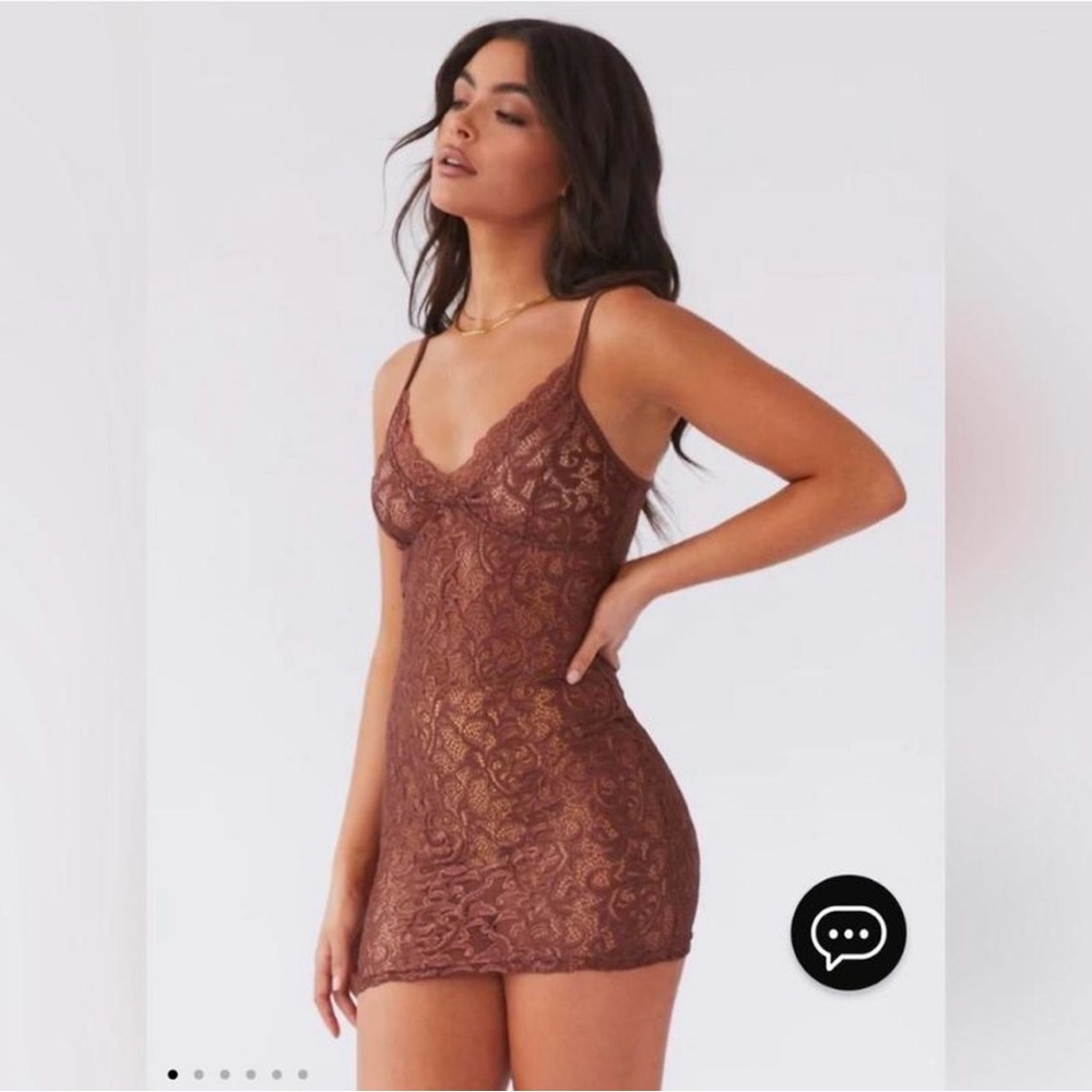 NWT Lace mini dress chocolate brown shade size xs